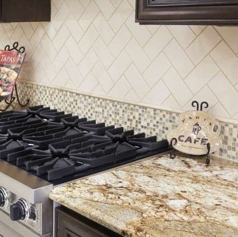 Herringbone Style Subway Tile Kitchen Backsplash from Arizona Tile