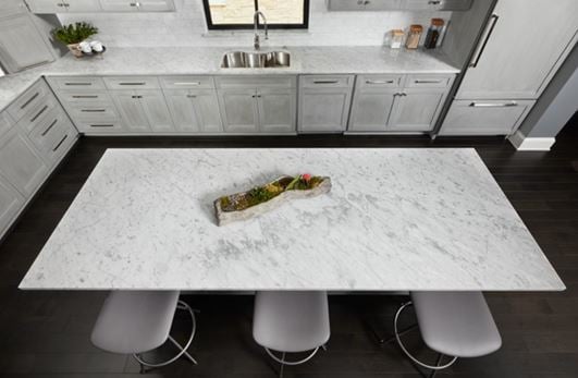 Bianco Carrara Marble Kitchen Countertop Island from Arizona Tile