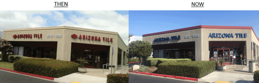 New vs Old Arizona Tile Logo at the Miramar Store in San Diego. CA