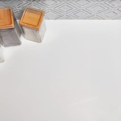 Absolute White Polished Quartz Kitchen Countertop from Arizona Tile