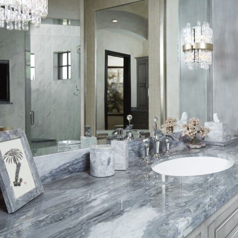 Bardiglio Dark Grey And White Marble Natural Stone Bathroom Countertop from Arizona Tile