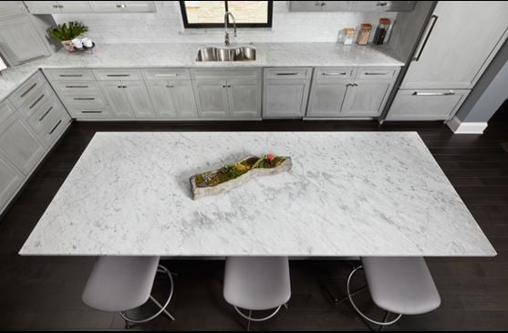 Bianco Carrara Polished Marble Kitchen Countertop from Arizona Tile