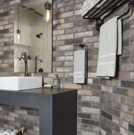Castle Brick Brown Porcelain Bathroom Wall Tile from Arizona Tile