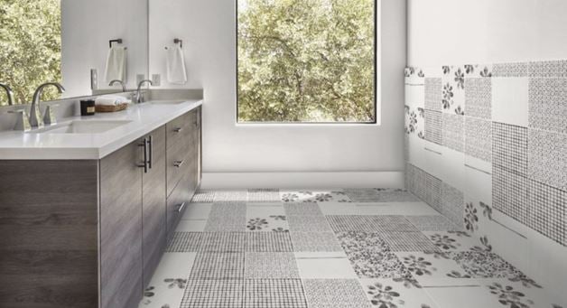 Chymia Rectified Color Body Porcelain Bathroom Tile Floor and Walls from Arizona Tile