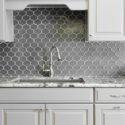 Dunes Platinum Arabesque Glass Tile Kitchen Backsplash from Arizona Tile