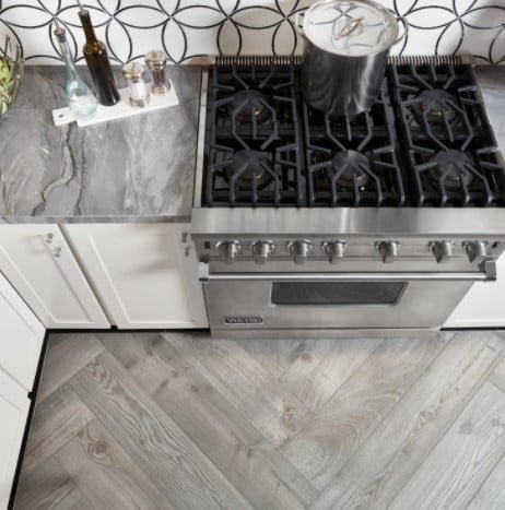 Essence Grey Wood-Look Rectified Color-Body Porcelain Kitchen Floor Tile from Arizona Tile