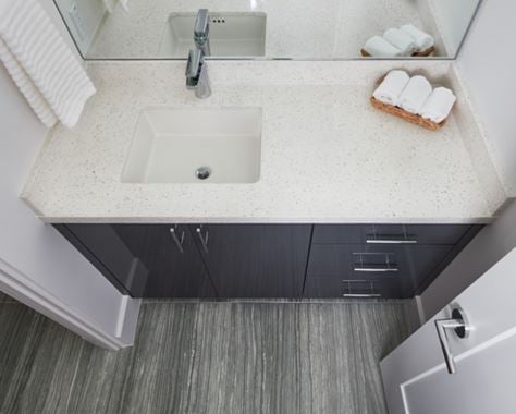 Frost-R Quartz White Bathroom Countertop from Arizona Tile