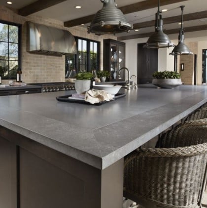 Metropolis Grey Quartz Kitchen Island Countertop from Arizona Tile
