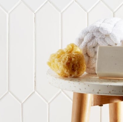 Paloma Cotton Picket 3 x 12 Glossy Geometric Ceramic Tile Bathroom Wall from Arizona Tile