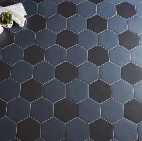Paros Navy and Black Hex Porcelain Tile Floor from Arizona Tile
