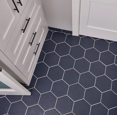 Paros Navy Hex Porcelain Mudroom Tile Floor from Arizona Tile