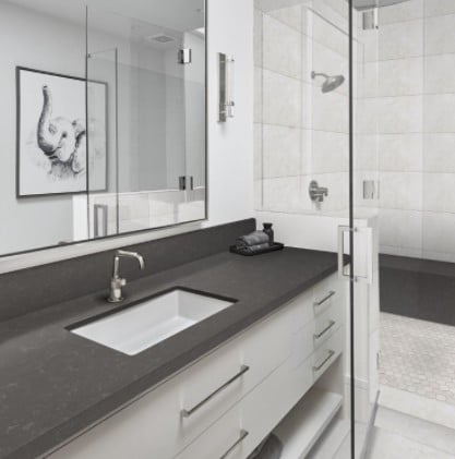 Pro Storm Gray Quartz Bathroom Countertop from Arizona Tile