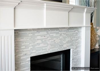 Glass and Marble Feature for the Hearth