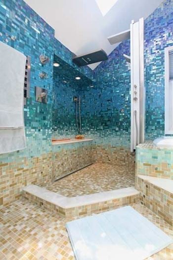 Shower Glass Tile Feature Wall