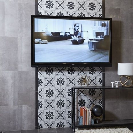Cementine Black &amp; White Porcelain Decos Digital Print Wall Tile From Arizona Tile