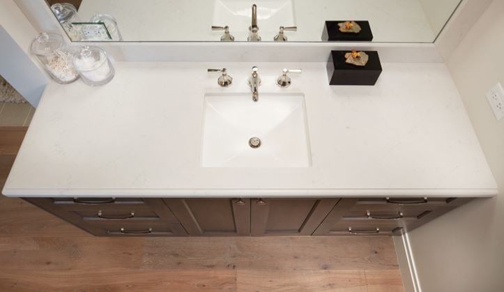 New Carrara Quartz Bathroom Countertop From Arizona Tile