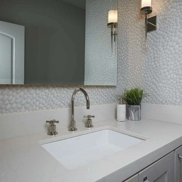 New Carrara White Quartz Bathroom Countertop from Arizona Tile