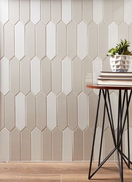 New Paloma Cloud Picket &amp; Cotton Glossy Picket 3 x 12 Ceramic Hex Wall Tile from Arizona Tile