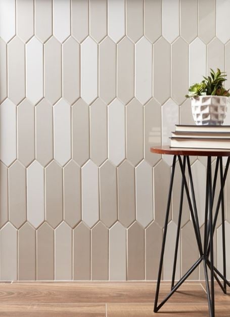 New Paloma Cloud Picket & Cotton Glossy Picket 3 x 12 Ceramic Hex Wall Tile from Arizona Tile