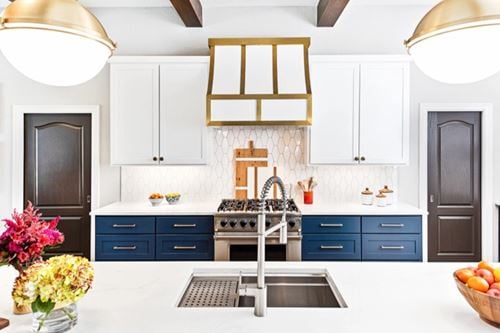 Paloma Cotton G. Long Hex 4 × 8 Porcelain Backsplash, Silver Stallion Quartz Countertop Kitchen Renovation from Arizona Tile