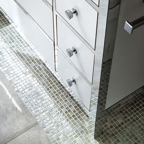 Shimmer Pearl Glass Bathroom Floor Tile from Arizona Tile