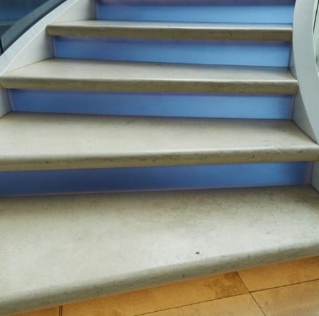 Torreon Stone Travertine Steps With Blue Risers From Arizona Tile