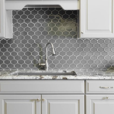 Dunes Platinum Arabesque Glass Tile Kitchen Backsplash from Arizona Tile