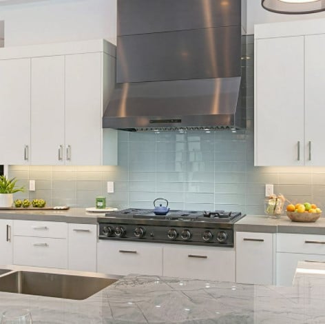 Islandia Tinos Glossy Glass Tile Kitchen Backsplash from Arizona Tile