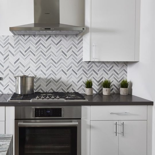 Chevron Grey Polished Mesh