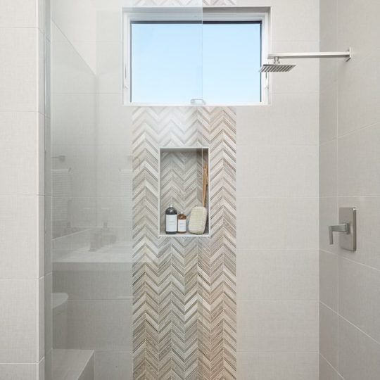 Chevron Silver Polished Mesh & Touch Summer Porcelain 12 x 24