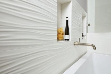3D White Ribbon Matte Ceramic Bathroom Wall Tile