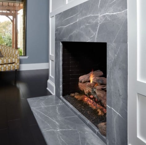 Churchill Soapstone Fireplace Surround and Hearth from Arizona Tile