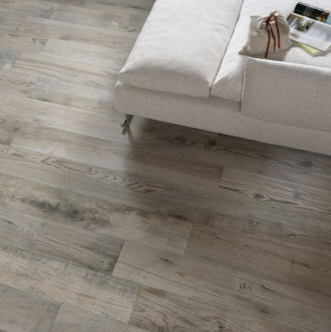 Essence Grey Wood-look Porcelain Living Room Floor Tile from Arizona Tile