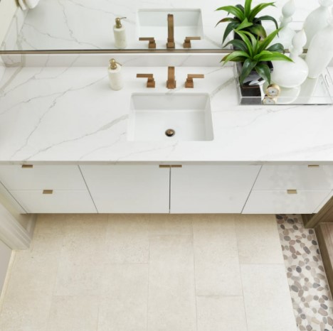 Konkrete Bianco Porcelain Bathroom Floor Tile (also available in R11 Anti-Slip Finish) from Arizona Tile