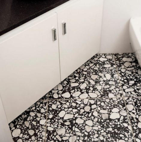 Palladio Moro Agglomerated Marble Bathroom Floor from Arizona Tile