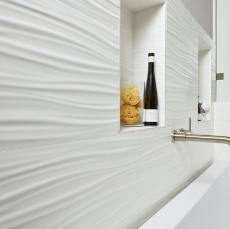 3D White Ribbon Matte Ceramic Bathroom Wall Tile from Arizona Tile