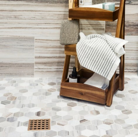 CS-Skyline Multi Finish Hex 2 x 2 Mesh Marble Bathroom Floor Tile from Arizona Tile