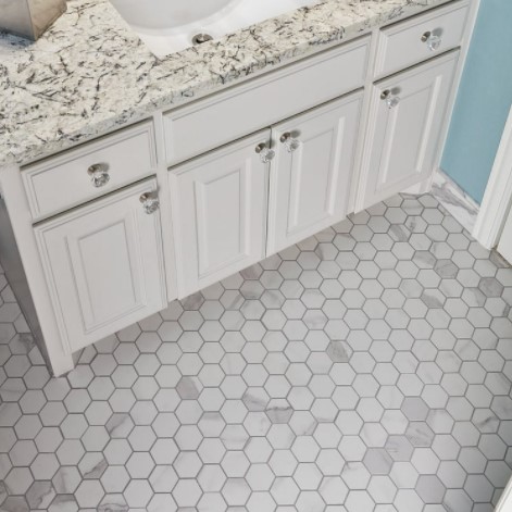 Themar Statuario V Matte Hex 2-3/8 x 2-3/8 Porcelain Bathroom Floor Tile from Arizona Tile