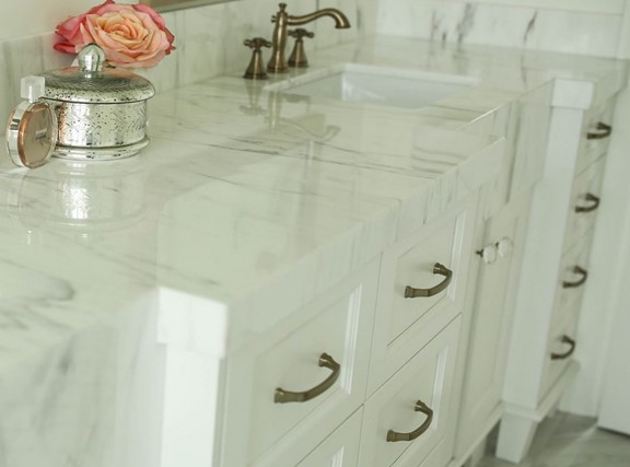 Calacatta Caldia Italian Marble Bathroom Countertop from Arizona Tile