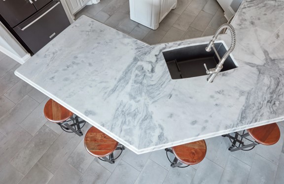 Montclair White Marble Kitchen Island Countertop from Arizona Tile