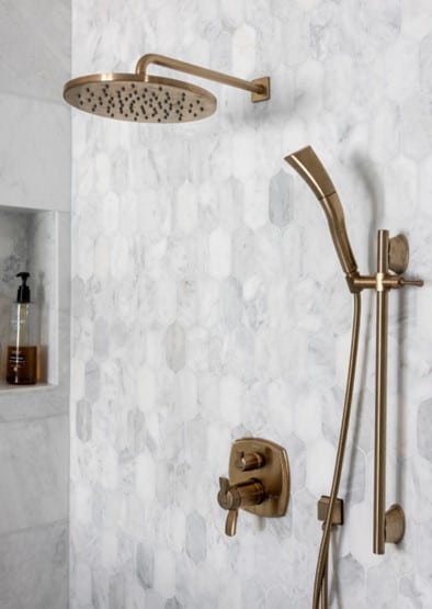 CS-Calacatta Gris Honed Lotus Mesh Mount Shower from Arizona Tile