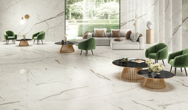 Marvel Statuario Supremo Polished 24 x 48 Porcelain Lobby Floor Tile from Arizona Tile